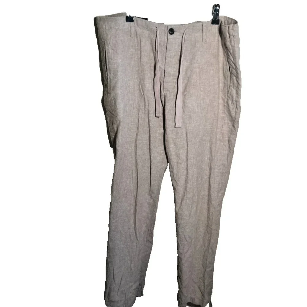 Perry Ellis Pants Mens 34x30 Tan Linen Blend Coastal Preppy Resortwear‎ Wedding